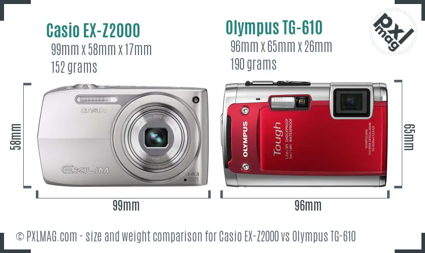 Casio EX-Z2000 vs Olympus TG-610 size comparison Casio EX-Z2000 vs Olympus TG-610 size comparison