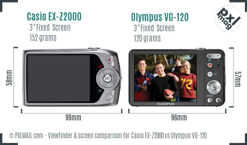 Casio EX-Z2000 vs Olympus VG-120 Screen and Viewfinder comparison