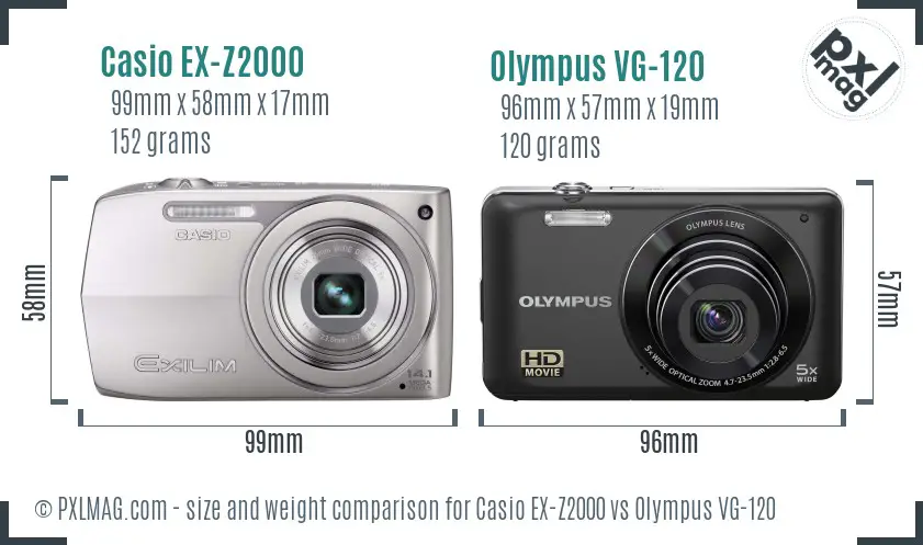Casio EX-Z2000 vs Olympus VG-120 size comparison