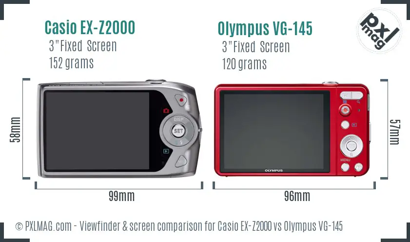Casio EX-Z2000 vs Olympus VG-145 Screen and Viewfinder comparison