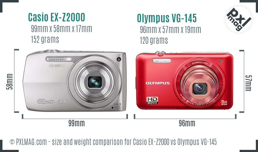 Casio EX-Z2000 vs Olympus VG-145 size comparison