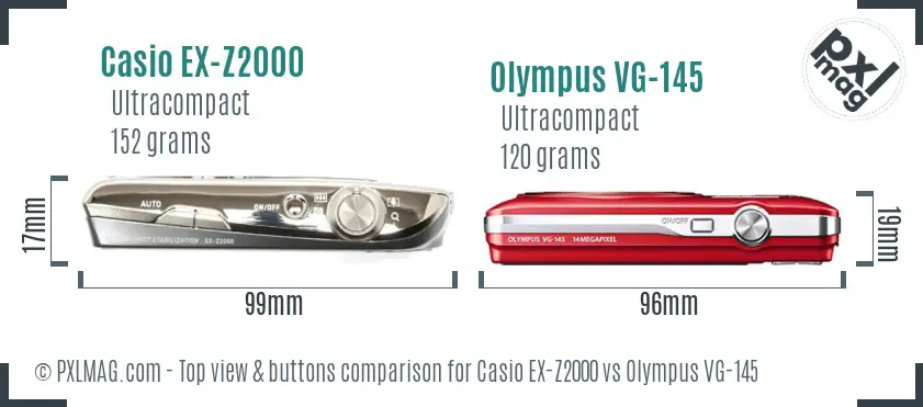 Casio EX-Z2000 vs Olympus VG-145 top view buttons comparison