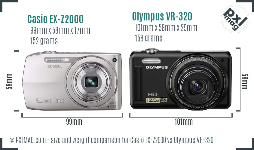 Casio EX-Z2000 vs Olympus VR-320 size comparison Casio EX-Z2000 vs Olympus VR-320 size comparison