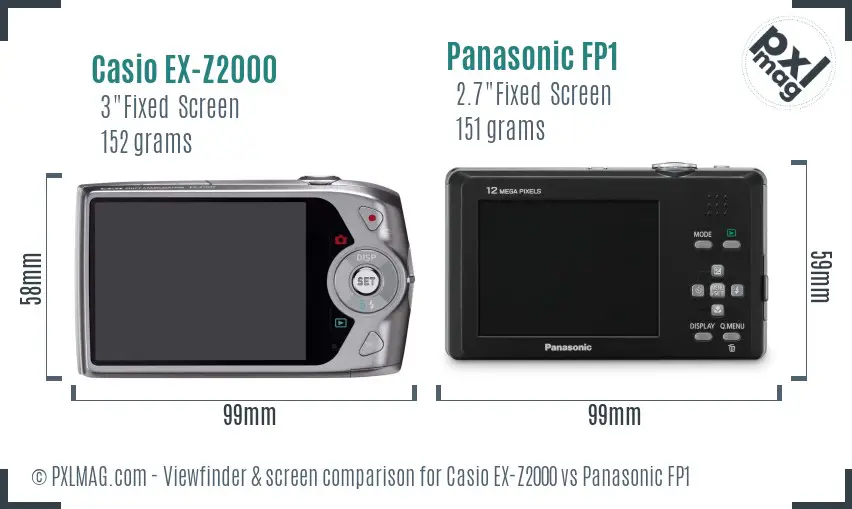 Casio EX-Z2000 vs Panasonic FP1 Screen and Viewfinder comparison