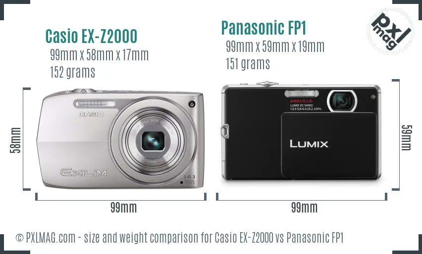 Casio EX-Z2000 vs Panasonic FP1 size comparison