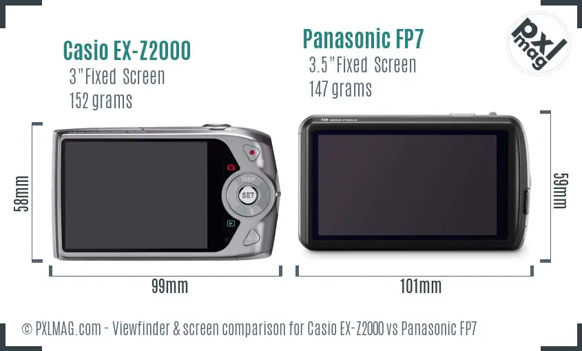 Casio EX-Z2000 vs Panasonic FP7 Screen and Viewfinder comparison