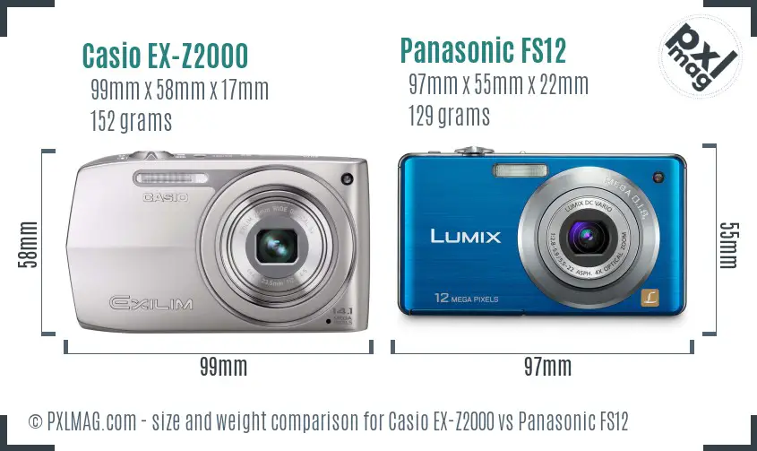 Casio EX-Z2000 vs Panasonic FS12 size comparison Casio EX-Z2000 vs Panasonic FS12 size comparison