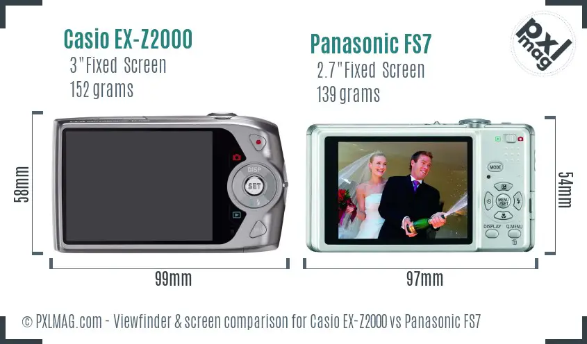 Casio EX-Z2000 vs Panasonic FS7 Screen and Viewfinder comparison