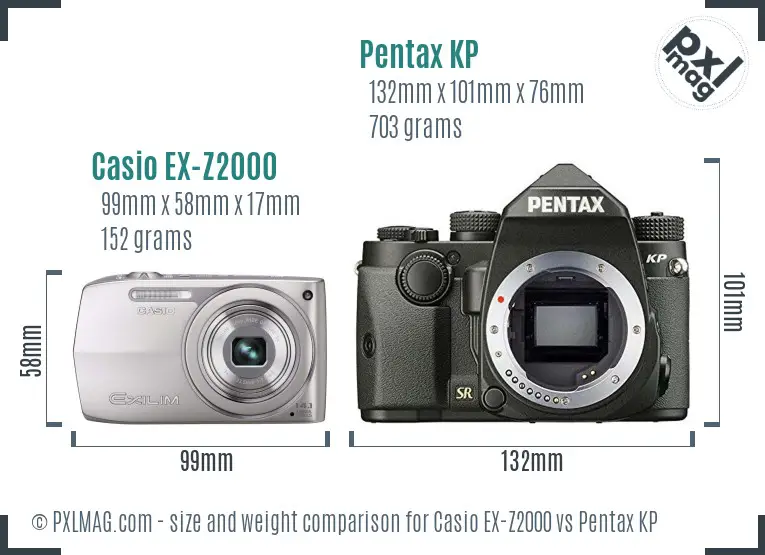 Casio EX-Z2000 vs Pentax KP size comparison