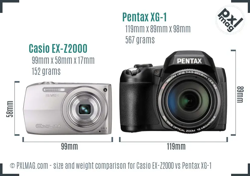 Casio EX-Z2000 vs Pentax XG-1 size comparison Casio EX-Z2000 vs Pentax XG-1 size comparison