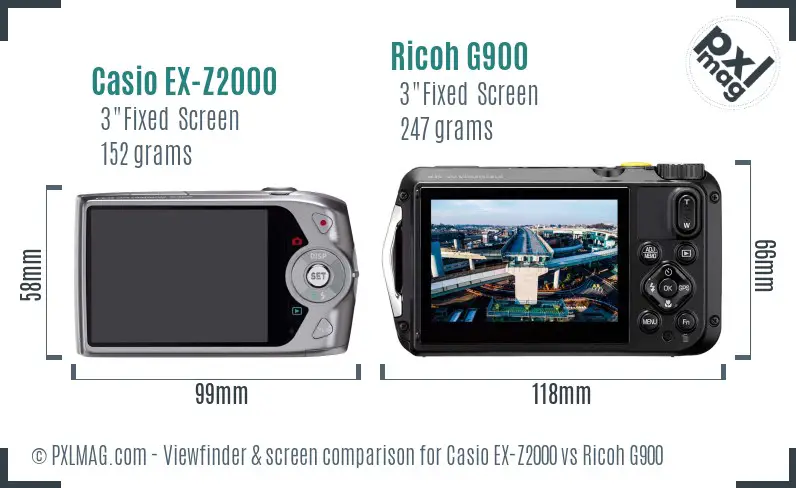 Casio EX-Z2000 vs Ricoh G900 Screen and Viewfinder comparison Casio EX-Z2000 vs Ricoh G900 Screen and Viewfinder comparison