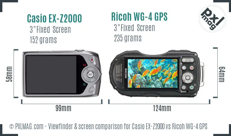 Casio EX-Z2000 vs Ricoh WG-4 GPS Screen and Viewfinder comparison Casio EX-Z2000 vs Ricoh WG-4 GPS Screen and Viewfinder comparison