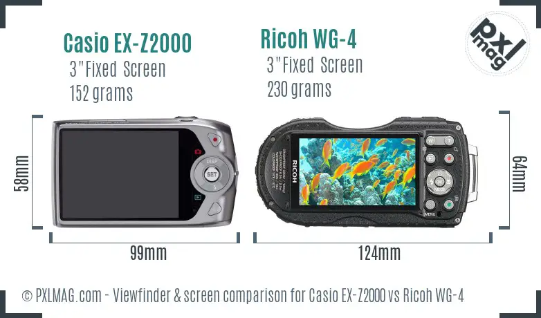 Casio EX-Z2000 vs Ricoh WG-4 Screen and Viewfinder comparison Casio EX-Z2000 vs Ricoh WG-4 Screen and Viewfinder comparison