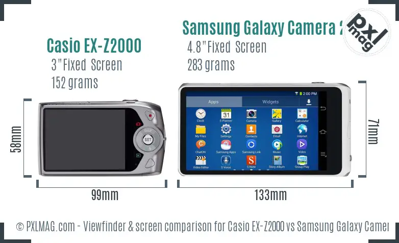 Casio EX-Z2000 vs Samsung Galaxy Camera 2 Screen and Viewfinder comparison