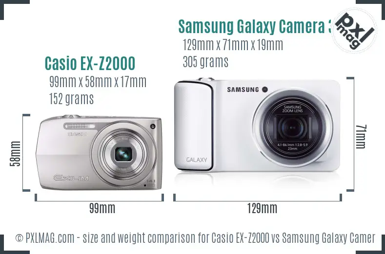 Casio EX-Z2000 vs Samsung Galaxy Camera 3G size comparison