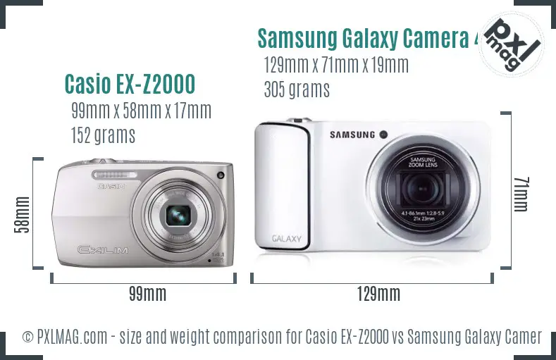 Casio EX-Z2000 vs Samsung Galaxy Camera 4G size comparison