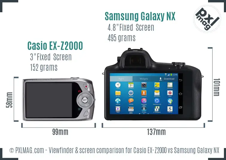 Casio EX-Z2000 vs Samsung Galaxy NX Screen and Viewfinder comparison Casio EX-Z2000 vs Samsung Galaxy NX Screen and Viewfinder comparison