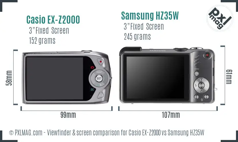 Casio EX-Z2000 vs Samsung HZ35W Screen and Viewfinder comparison Casio EX-Z2000 vs Samsung HZ35W Screen and Viewfinder comparison