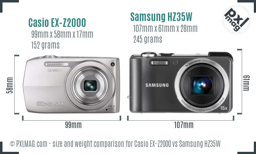 Casio EX-Z2000 vs Samsung HZ35W size comparison Casio EX-Z2000 vs Samsung HZ35W size comparison