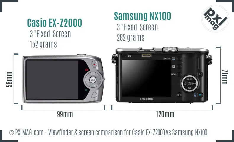 Casio EX-Z2000 vs Samsung NX100 Screen and Viewfinder comparison Casio EX-Z2000 vs Samsung NX100 Screen and Viewfinder comparison