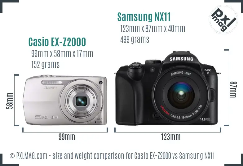 Casio EX-Z2000 vs Samsung NX11 size comparison