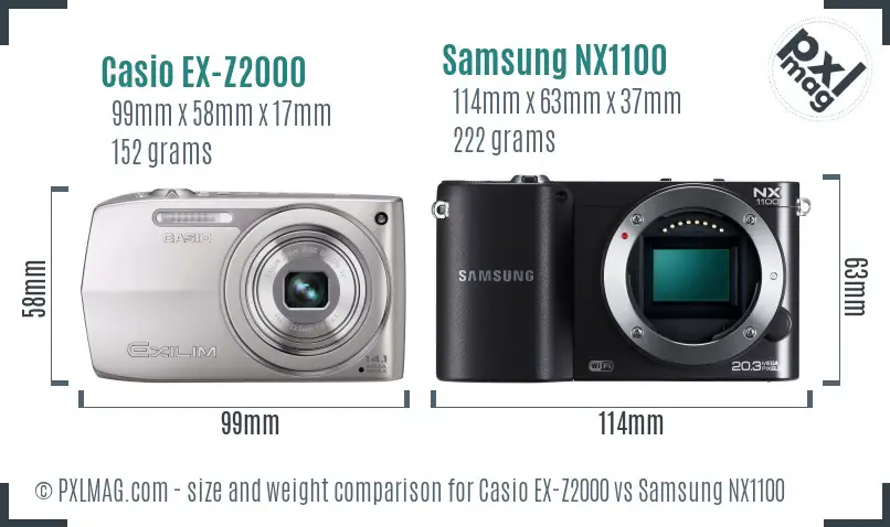 Casio EX-Z2000 vs Samsung NX1100 size comparison