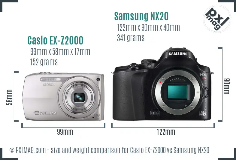 Casio EX-Z2000 vs Samsung NX20 size comparison Casio EX-Z2000 vs Samsung NX20 size comparison