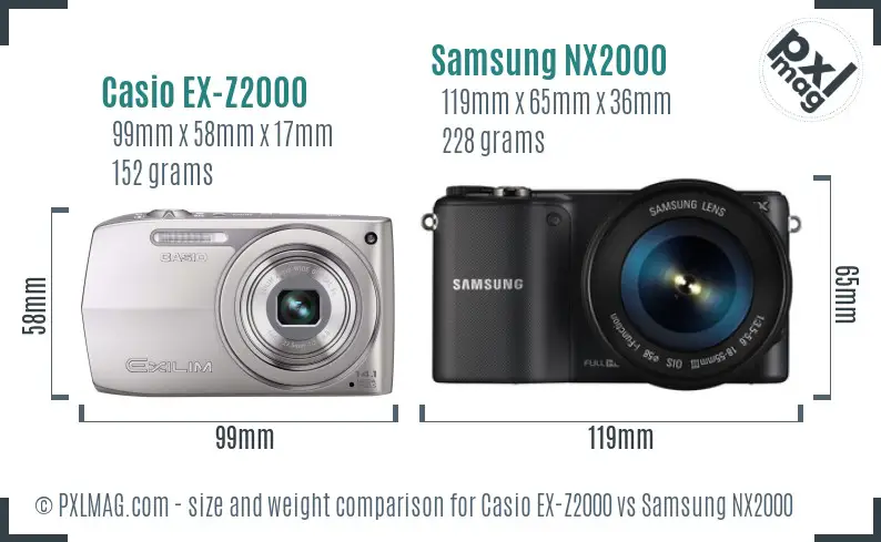 Casio EX-Z2000 vs Samsung NX2000 size comparison Casio EX-Z2000 vs Samsung NX2000 size comparison