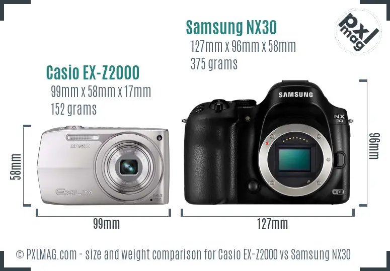 Casio EX-Z2000 vs Samsung NX30 size comparison