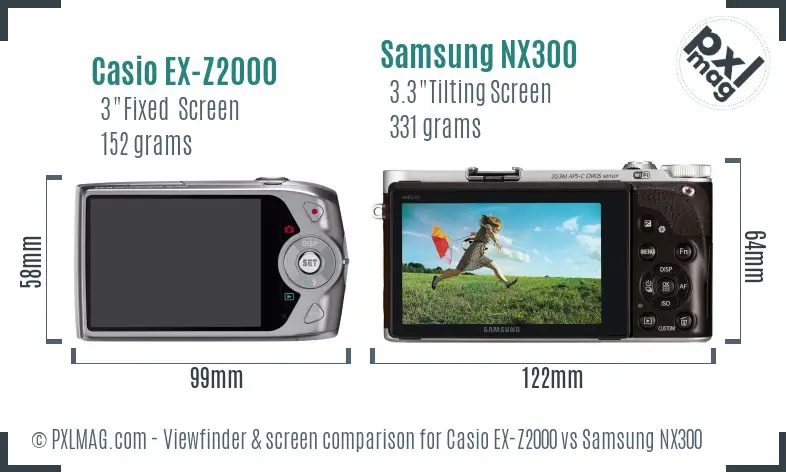 Casio EX-Z2000 vs Samsung NX300 Screen and Viewfinder comparison Casio EX-Z2000 vs Samsung NX300 Screen and Viewfinder comparison