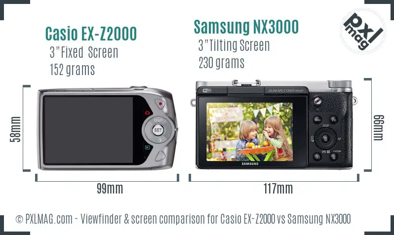 Casio EX-Z2000 vs Samsung NX3000 Screen and Viewfinder comparison