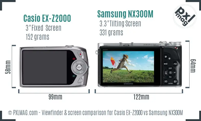 Casio EX-Z2000 vs Samsung NX300M Screen and Viewfinder comparison