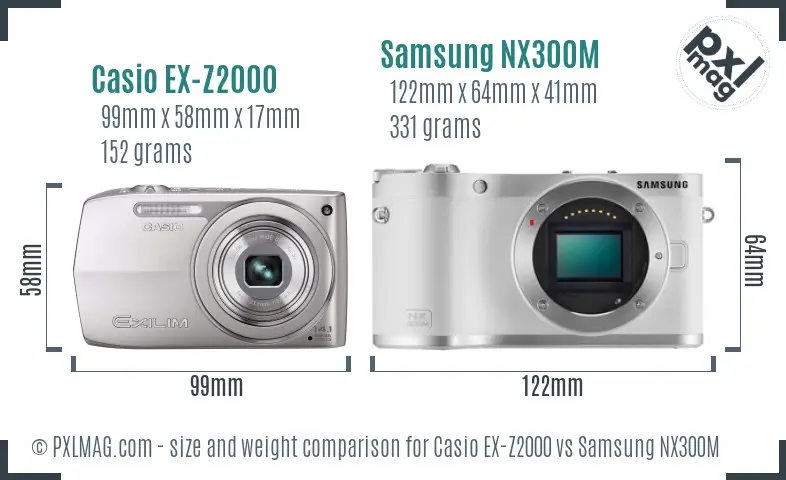 Casio EX-Z2000 vs Samsung NX300M size comparison