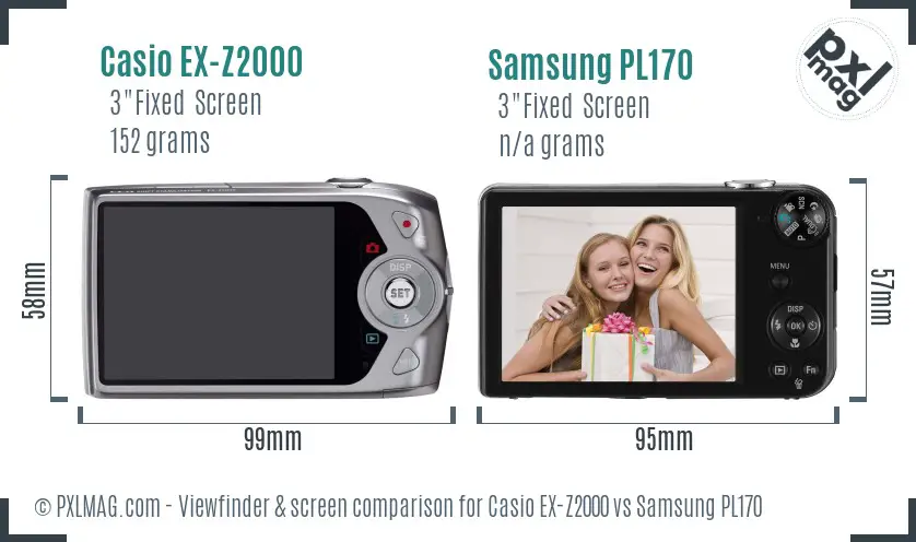 Casio EX-Z2000 vs Samsung PL170 Screen and Viewfinder comparison