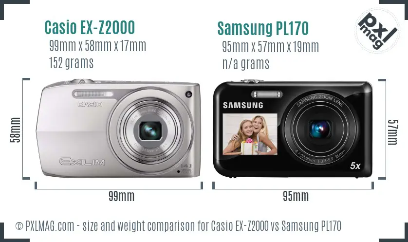 Casio EX-Z2000 vs Samsung PL170 size comparison