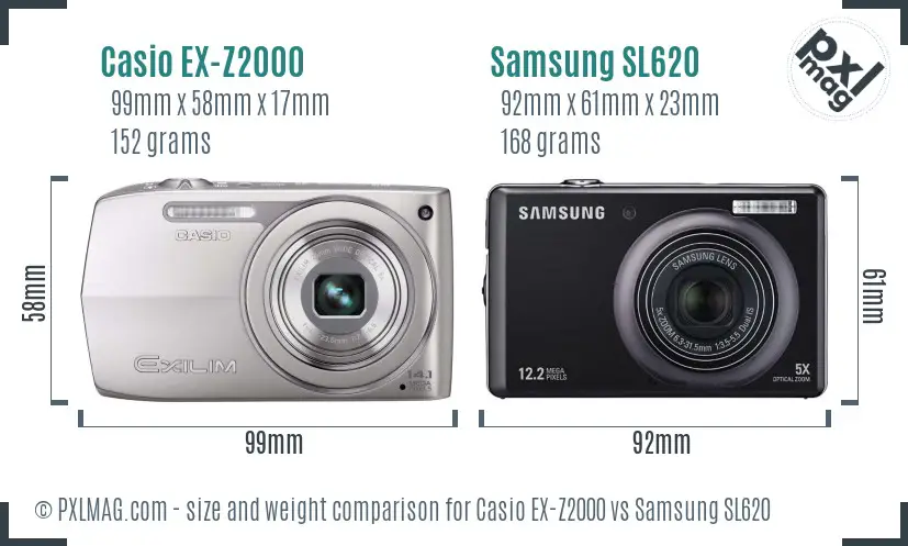 Casio EX-Z2000 vs Samsung SL620 size comparison