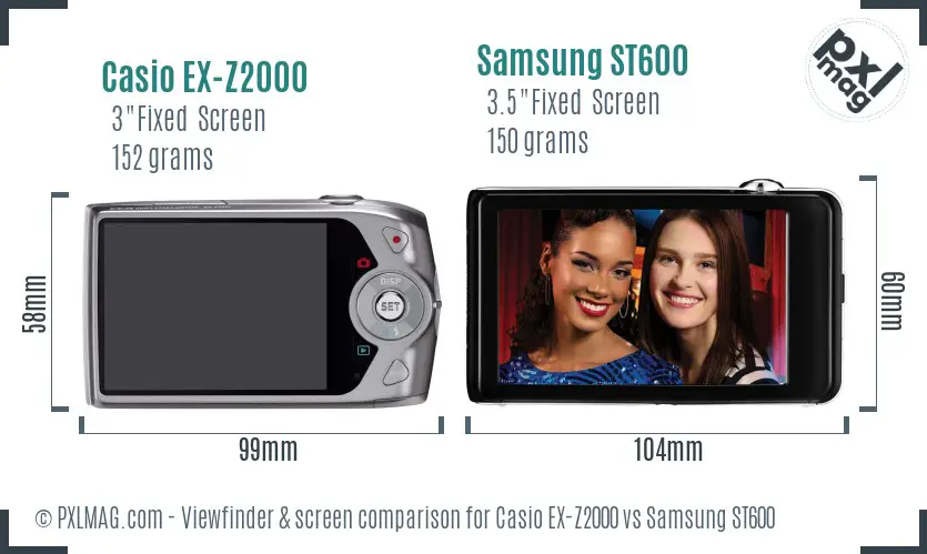 Casio EX-Z2000 vs Samsung ST600 Screen and Viewfinder comparison