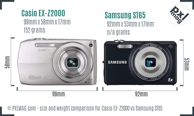 Casio EX-Z2000 vs Samsung ST65 size comparison