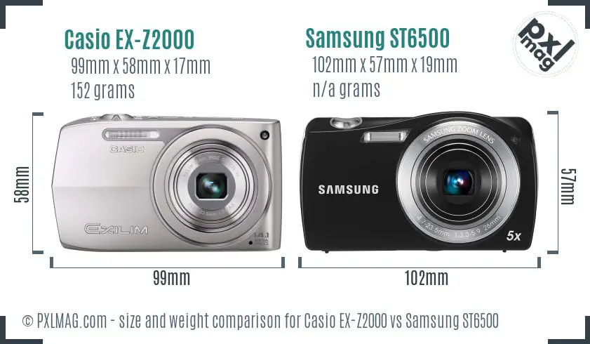 Casio EX-Z2000 vs Samsung ST6500 size comparison