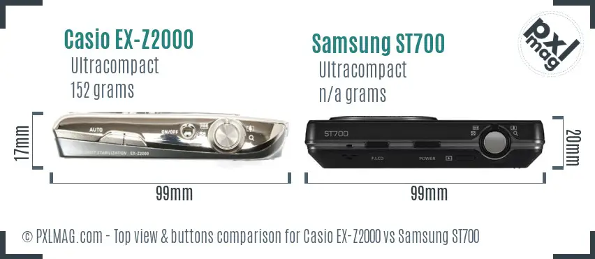 Casio EX-Z2000 vs Samsung ST700 top view buttons comparison