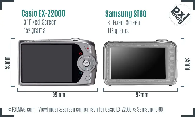 Casio EX-Z2000 vs Samsung ST80 Screen and Viewfinder comparison