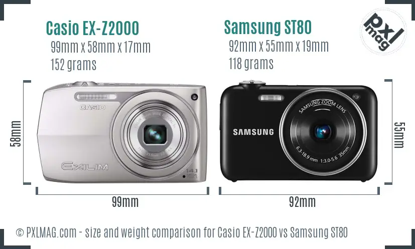 Casio EX-Z2000 vs Samsung ST80 size comparison