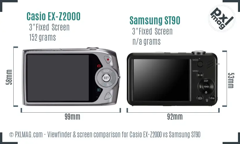 Casio EX-Z2000 vs Samsung ST90 Screen and Viewfinder comparison