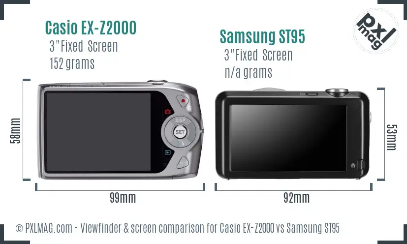 Casio EX-Z2000 vs Samsung ST95 Screen and Viewfinder comparison