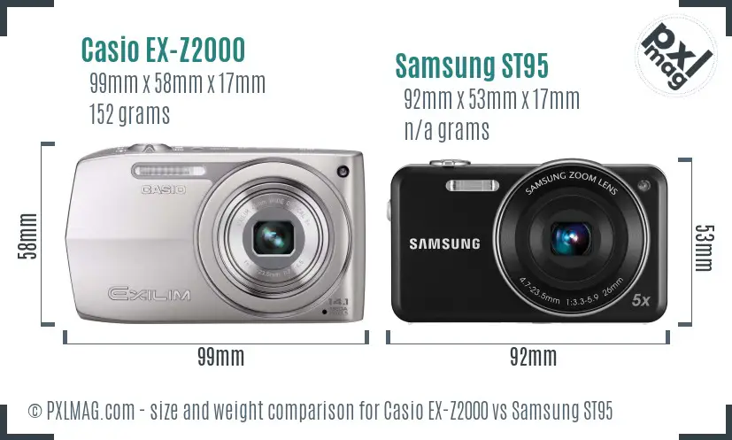 Casio EX-Z2000 vs Samsung ST95 size comparison