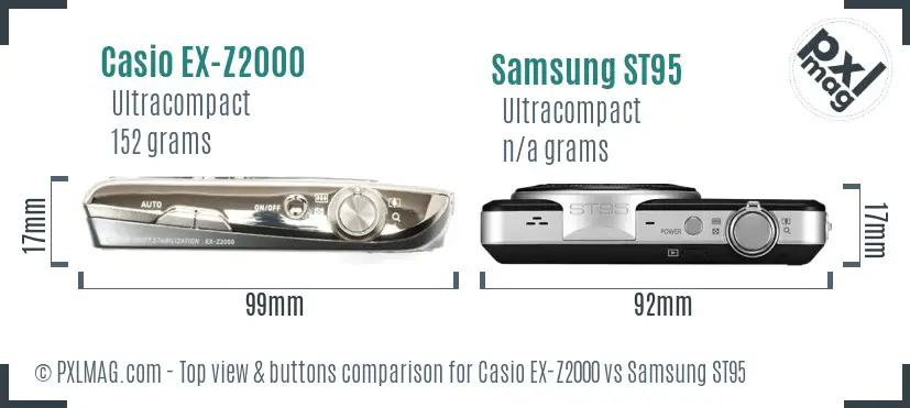 Casio EX-Z2000 vs Samsung ST95 top view buttons comparison