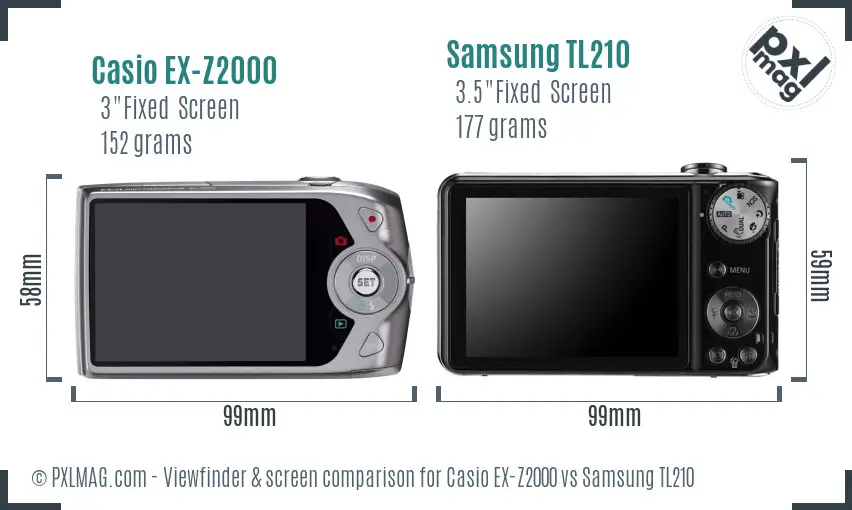 Casio EX-Z2000 vs Samsung TL210 Screen and Viewfinder comparison