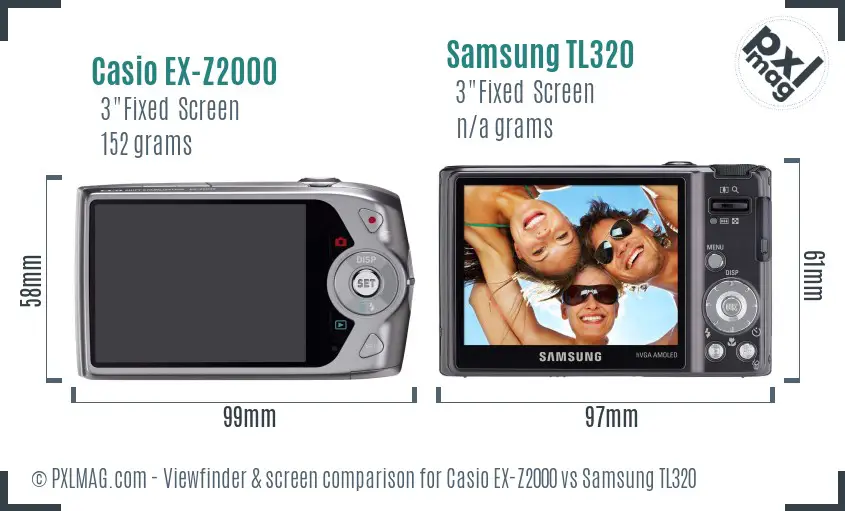 Casio EX-Z2000 vs Samsung TL320 Screen and Viewfinder comparison