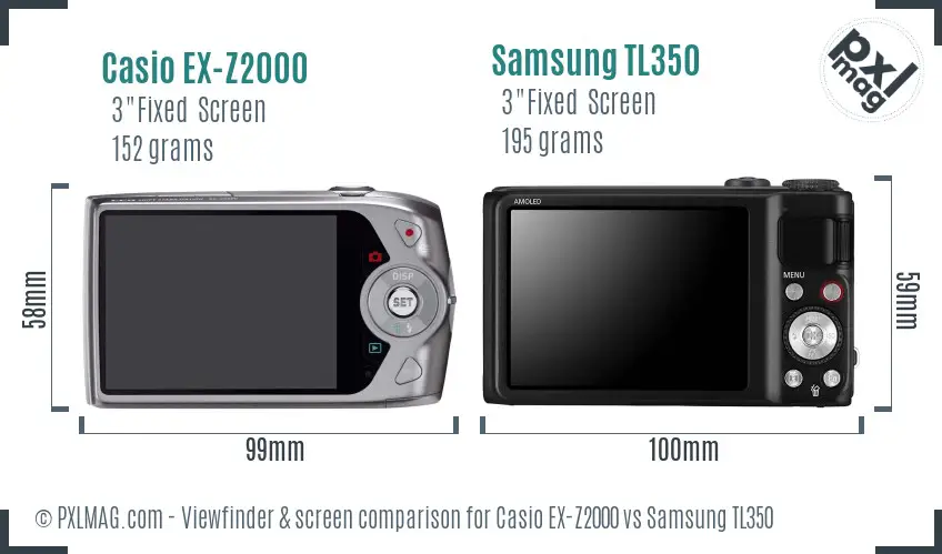 Casio EX-Z2000 vs Samsung TL350 Screen and Viewfinder comparison