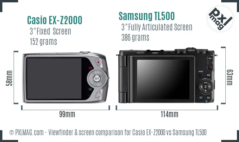 Casio EX-Z2000 vs Samsung TL500 Screen and Viewfinder comparison